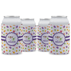 Girls Space Themed Can Cooler (12 oz) - Set of 4 w/ Name or Text
