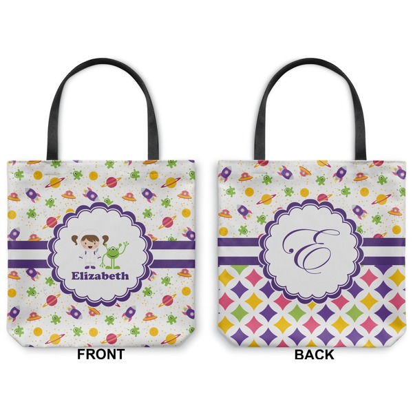 Girls Space Themed Canvas Tote - Front and Back