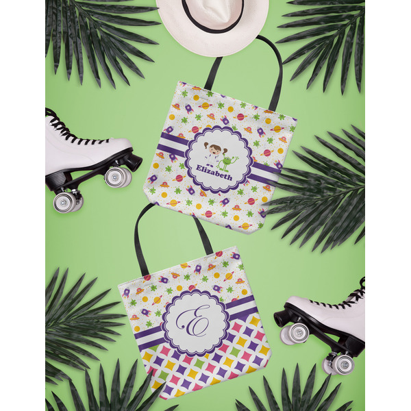 Girls Space Themed Canvas Tote Lifestyle Front and Back