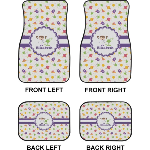 Girls Space Themed Car Floor Mats Set (2F + 2B)