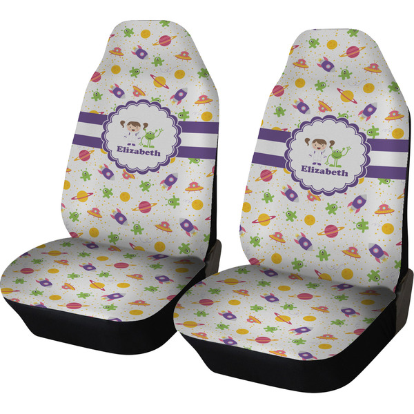 Custom Girls Space Themed Car Seat Covers (Set of Two) (Personalized)