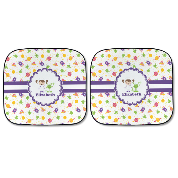 Girls Space Themed Car Sun Shades - FRONT