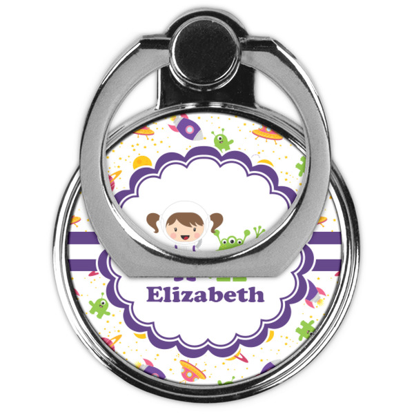 Girls Space Themed Cell Phone Ring Stand & Holder - Front (Collapsed)