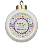 Girls Space Themed Ceramic Ball Ornament (Personalized)