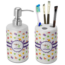 Girls Space Themed Ceramic Bathroom Accessories Set (Personalized)