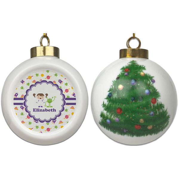Girls Space Themed Ceramic Christmas Ornament - X-Mas Tree (APPROVAL)