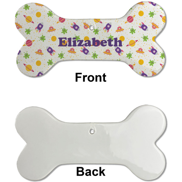 Girls Space Themed Ceramic Flat Ornament - Bone Front & Back Single Print (APPROVAL)