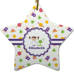 Girls Space Themed Star Ceramic Ornament w/ Name or Text