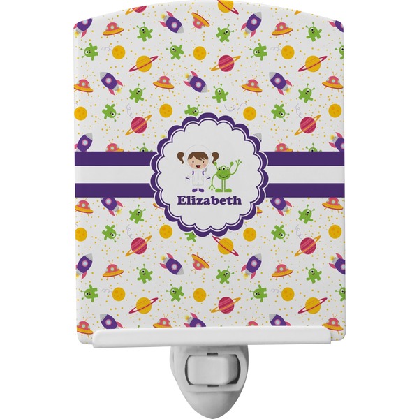 Custom Girls Space Themed Ceramic Night Light (Personalized)