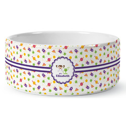 Girls Space Themed Ceramic Dog Bowl (Personalized)