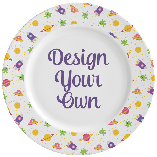 Custom Girls Space Themed Ceramic Dinner Plates (Set of 4) (Personalized)
