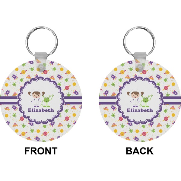 Girls Space Themed Circle Keychain (Front + Back)