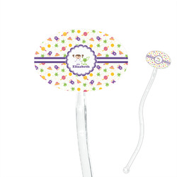 Girls Space Themed 7" Oval Plastic Stir Sticks - Clear (Personalized)
