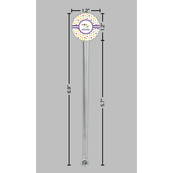 Girls Space Themed Clear Plastic 7" Stir Stick - Round - Dimensions