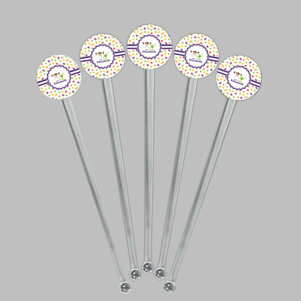 Girls Space Themed Clear Plastic 7" Stir Stick - Round - Fan View