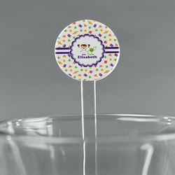 Girls Space Themed 7" Round Plastic Stir Sticks - Clear (Personalized)