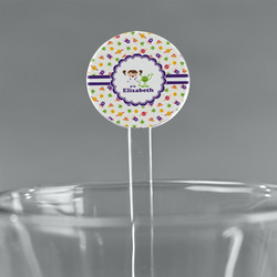 Girls Space Themed 5.5" Round Plastic Stir Sticks - Clear (Personalized)
