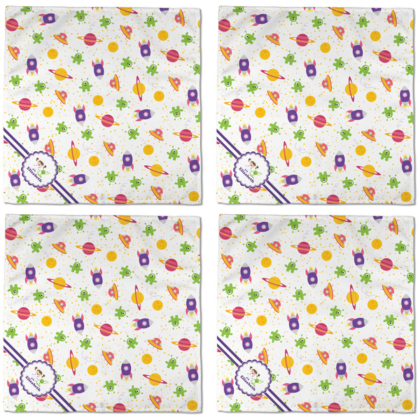 Girls Space Themed Cloth Napkins - Personalized Dinner (APPROVAL) Set of 4