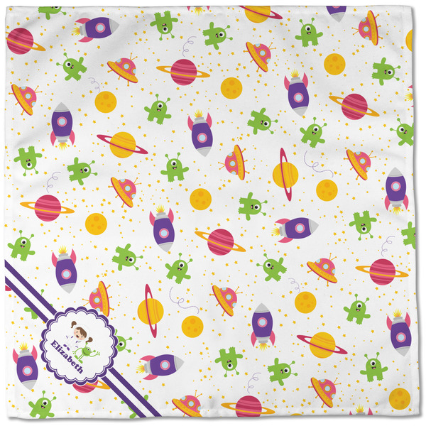 Girls Space Themed Cloth Napkins - Personalized Dinner (Full Open)