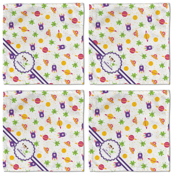 Girls Space Themed Cloth Napkins - Personalized Lunch (APPROVAL) Set of 4