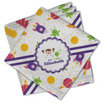 Girls Space Themed Cloth Cocktail Napkins - Set of 4 w/ Name or Text