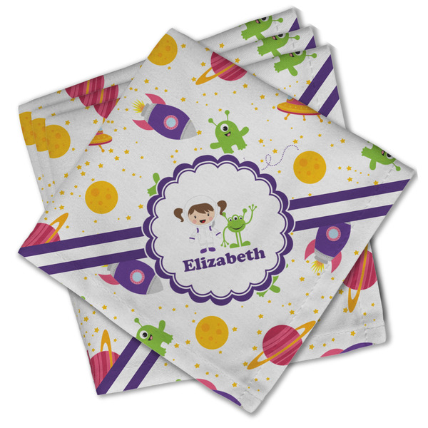 Girls Space Themed Cloth Napkins - Personalized Lunch (PARENT MAIN Set of 4)