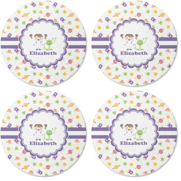 Girls Space Themed Coaster Round Rubber Back - Apvl