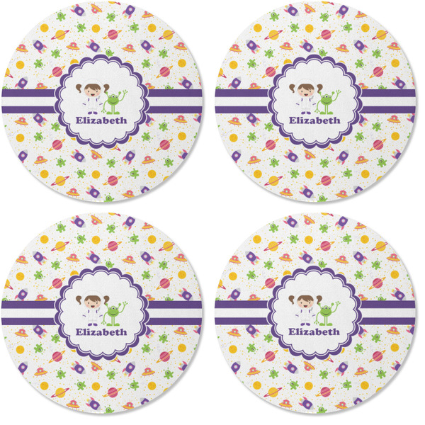 Girls Space Themed Coaster Round Rubber Back - Apvl