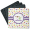 Girls Space Themed Square Rubber Backed Coasters - Set of 4 (Personalized)