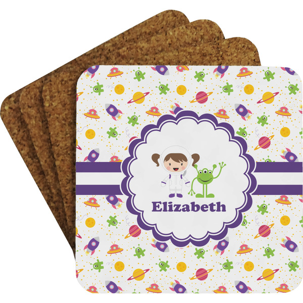 Girls Space Themed Coaster Set (Personalized)