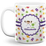 Girls Space Themed 11 Oz Coffee Mug - White (Personalized)
