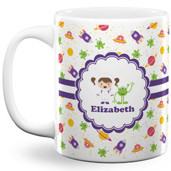 Girls Space Themed 11 Oz Coffee Mug - White (Personalized)