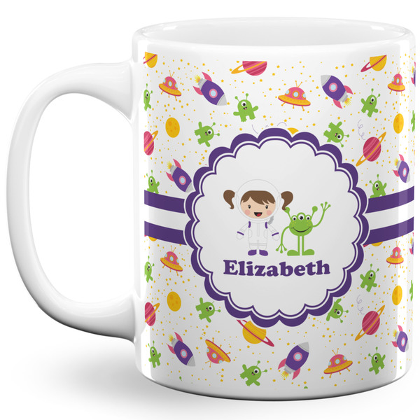 Custom Girls Space Themed 11 Oz Coffee Mug - White (Personalized)