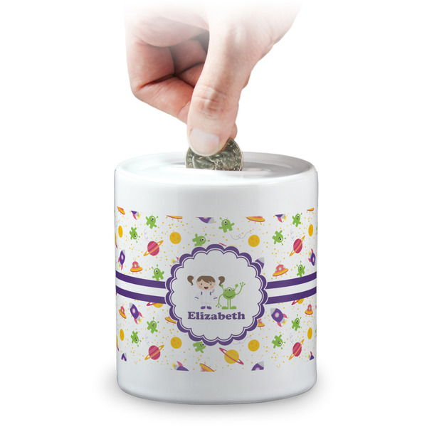 Custom Girls Space Themed Coin Bank (Personalized)