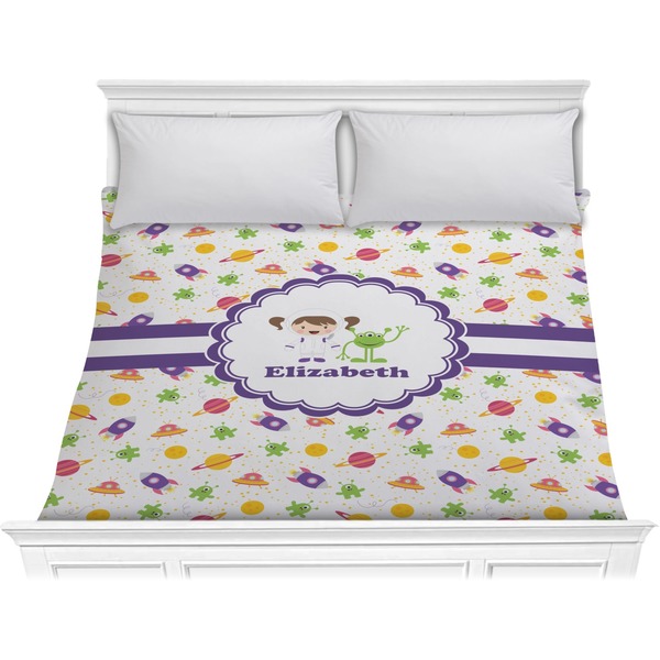Custom Girls Space Themed Comforter - King (Personalized)