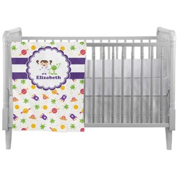 Girls Space Themed Crib Comforter / Quilt (Personalized)