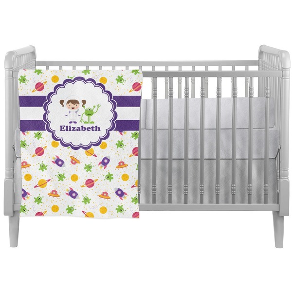 Custom Girls Space Themed Crib Comforter / Quilt (Personalized)