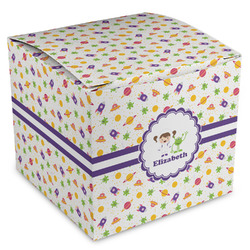 Girls Space Themed Cube Favor Gift Boxes (Personalized)