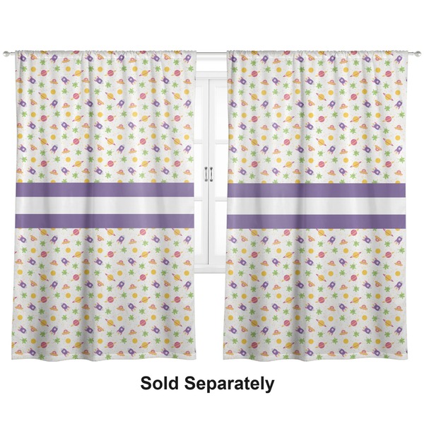 Custom Girls Space Themed Curtain Panel - Custom Size