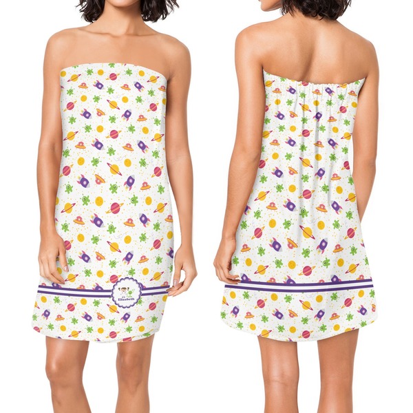 Girls Space Themed Custom Bath Wrap - Front & Back View
