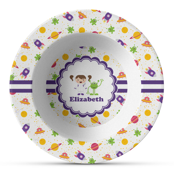Custom Girls Space Themed Plastic Bowl - Microwave Safe - Composite Polymer (Personalized)