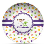 Girls Space Themed Microwave Safe Plastic Plate - Composite Polymer (Personalized)