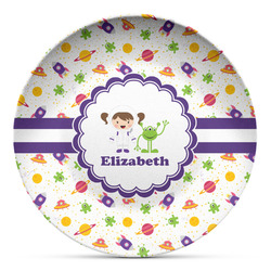 Girls Space Themed Microwave Safe Plastic Plate - Composite Polymer (Personalized)