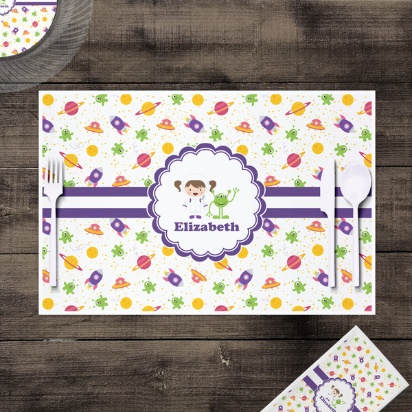 Girls Space Themed Disposable Paper Placemat - In Context