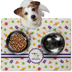 Girls Space Themed Dog Food Mat - Medium w/ Name or Text