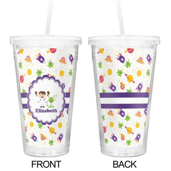 Girls Space Themed Double Wall Tumbler with Straw - Approval