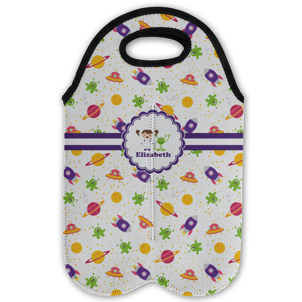 Girls Space Themed Double Wine Tote - Flat (new)