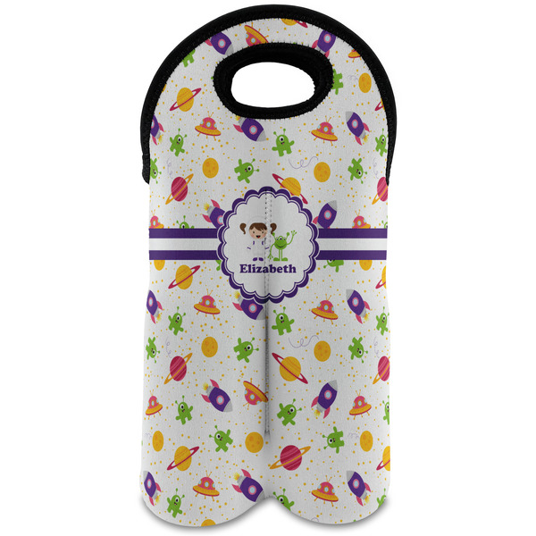 Custom Girls Space Themed Wine Tote Bag (2 Bottles) (Personalized)