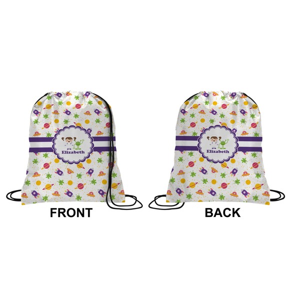 Girls Space Themed Drawstring Backpack Front & Back Small
