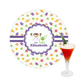 Girls Space Themed Printed Drink Topper -  2.5" (Personalized)